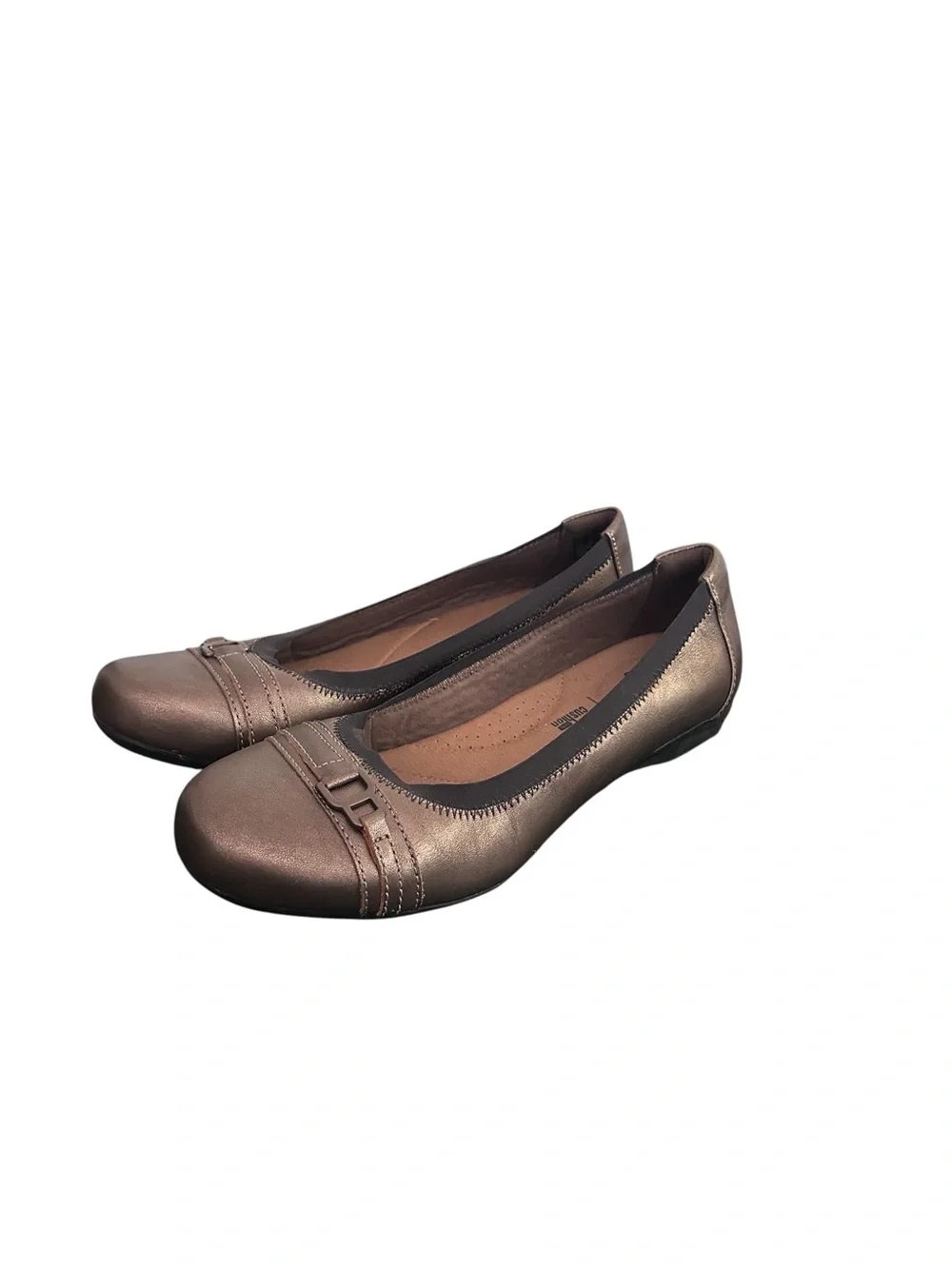 Clarks Womens Cushion Soft Collection Bronze Leather Ballet Flats Size 8.5